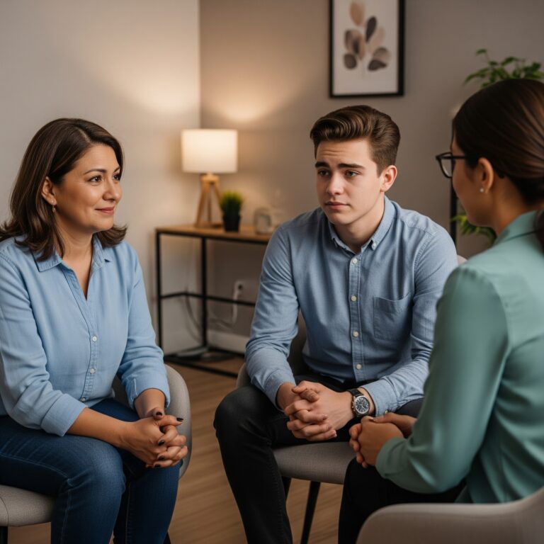 Blanca y Camilo en sesión de terapia con Raquel Torres, Coach Familiar de Familia RT.